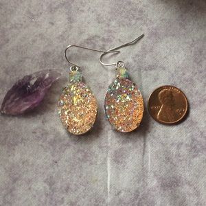 Sparkly Druzy Imitation Earrings.